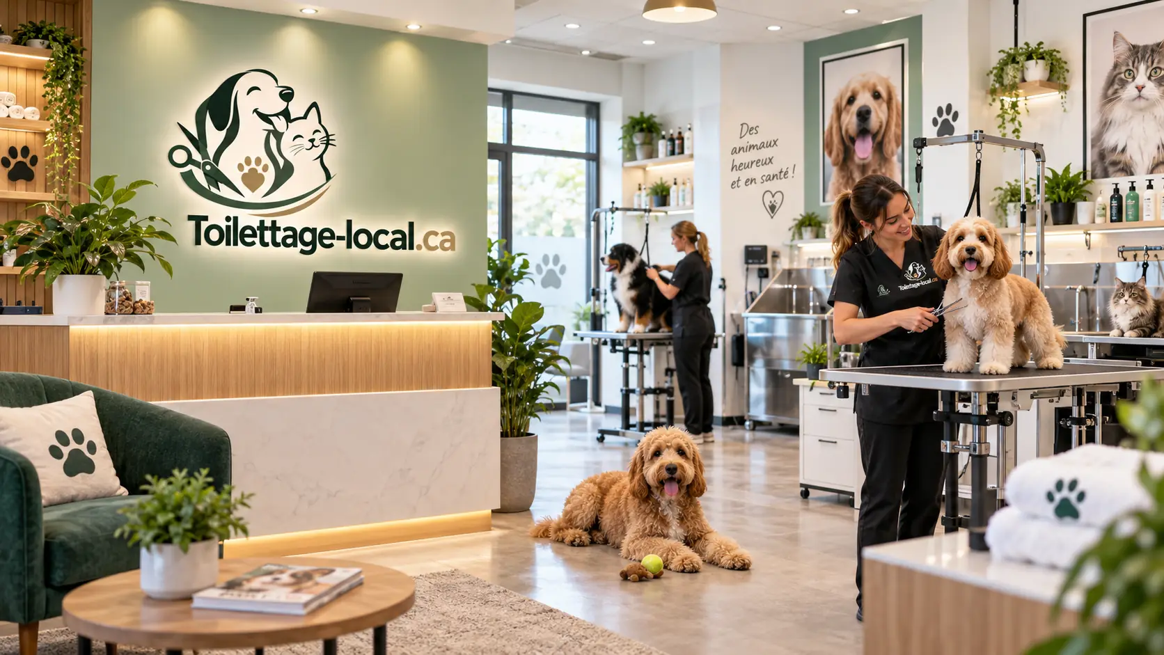 Intérieur d'un salon de toilettage pour chiens et chats